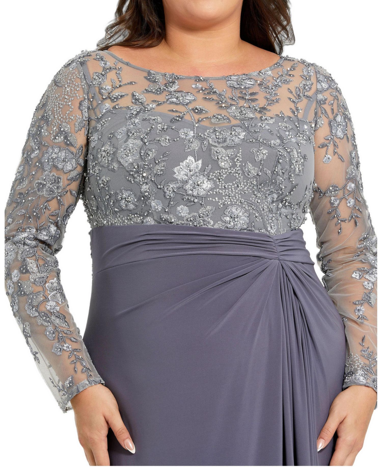 Women's Embroidered Top Jersey Skirt Gown