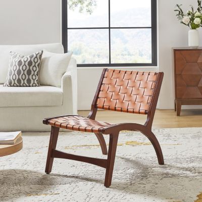 Mid-century Modern Borah Side Chair with Faux Leather Back