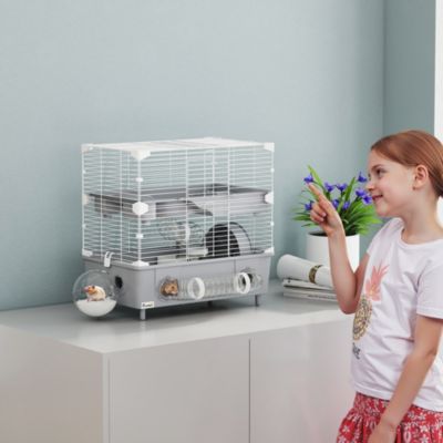 2-Tier Hamster Cage, Hamster Habitat with Accessories,