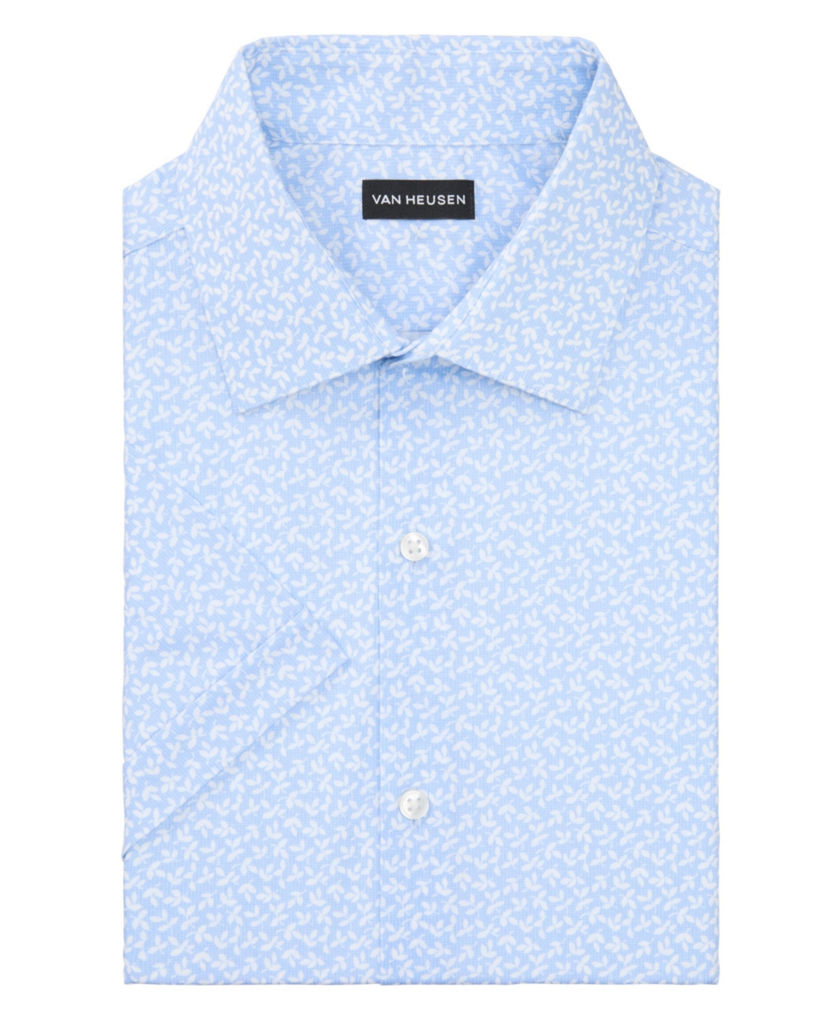 Shop Van Heusen Men's Slim Fit Short Sleeve Dress Shirt In Blue Leaf