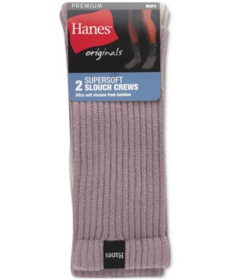 Мужские носки Hanes Originals Premium SuperSoft Slouch Crew, 2 упаковки