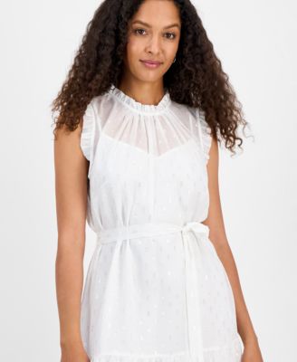 Women's High-Neck Sleeveless Tie-Waist Dress