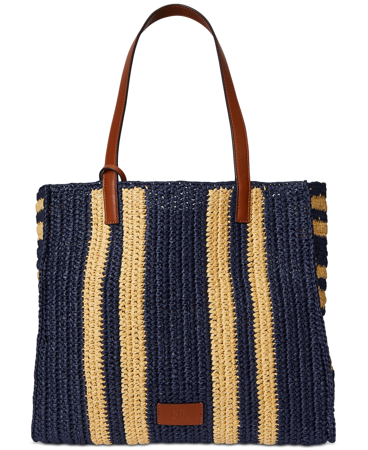Ralph Lauren Striped Woven Straw Extra Large Wilow Tote Bag