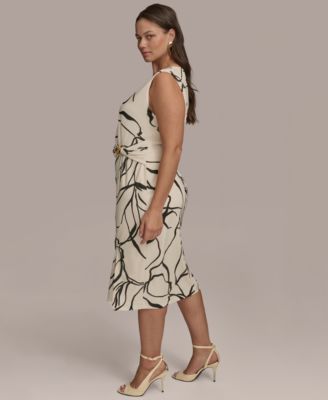 【Donna Karan New York】Hardware-Trim Side-Twist Dress Donna Karan New York Plus Size Hardware-Trim Side-Twist