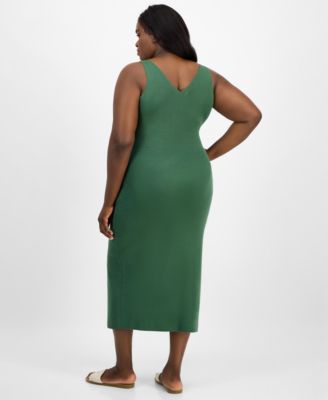 Trendy Plus Size Cargo Pocket Sleeveless Midi Dress