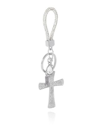 Pave Crystal Cross Keychain Bag Charm