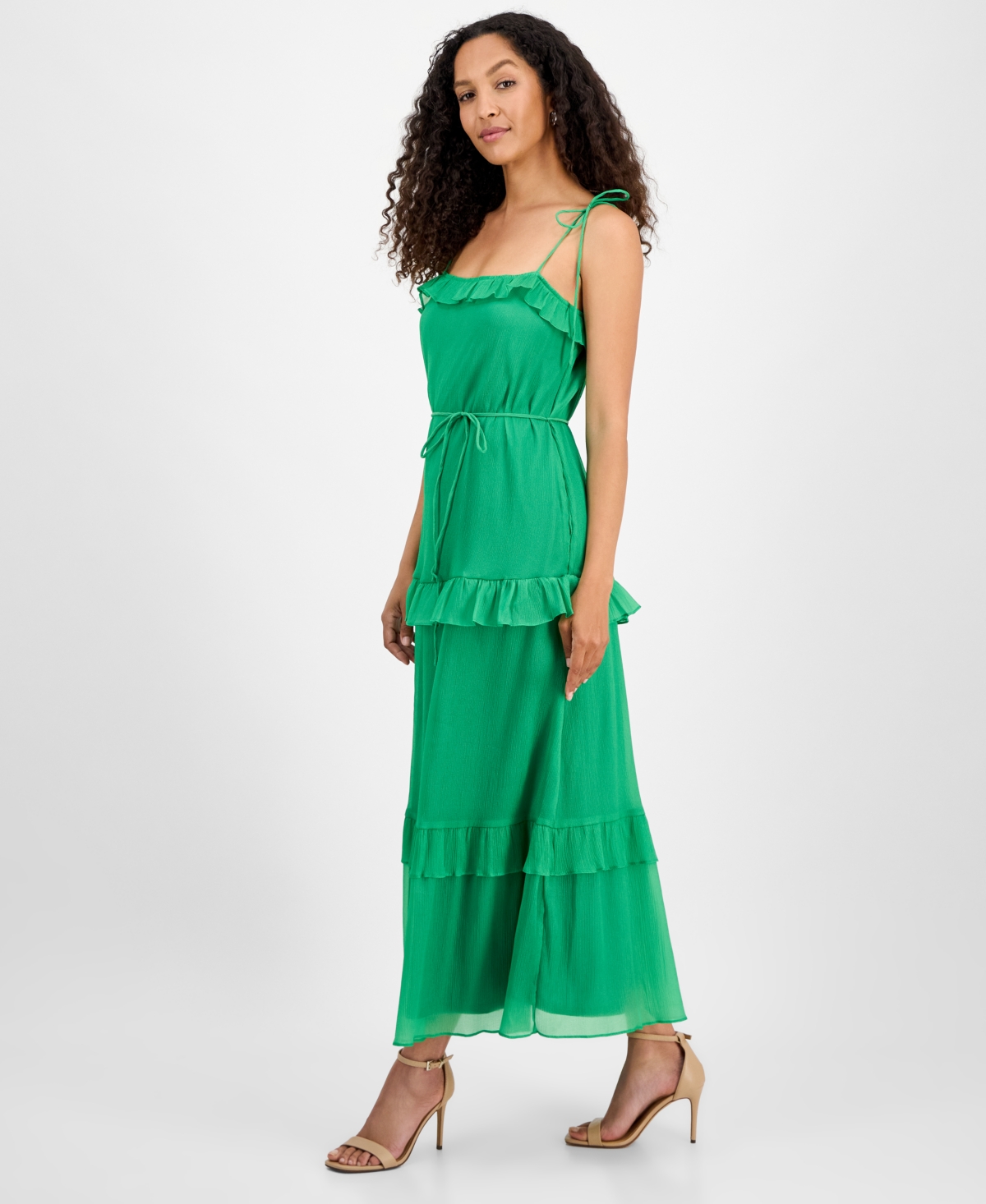 Julia Jordan Crinkled Chiffon Midi Dress