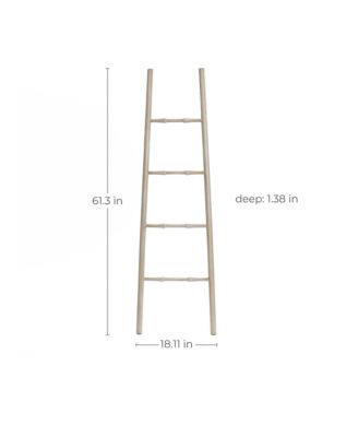 Rustic Birch Wood 4-Rung Blanket Ladder