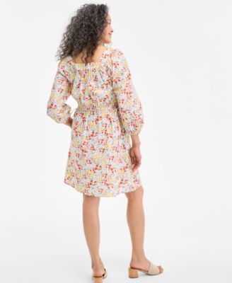Women's Printed Lurex Square-Neck Dress, Exclusively at Macy's