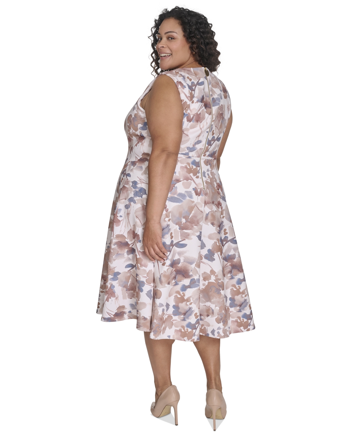 Calvin Klein Plus Size Printed Sleeveless Midi Dress