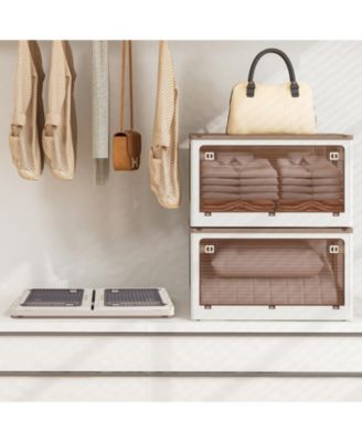 3-Piece Stackable Organizer Bins with Lids &amp;#x2013; Easy Access Storage with 5 Opening Styles for Home or Office