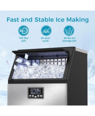  100lbs/Day Commercial Crescent Ice Machine | Dual-Position Undercounter/Freestanding | Adjustable Ice Thickness | Bar & Cafe Use
