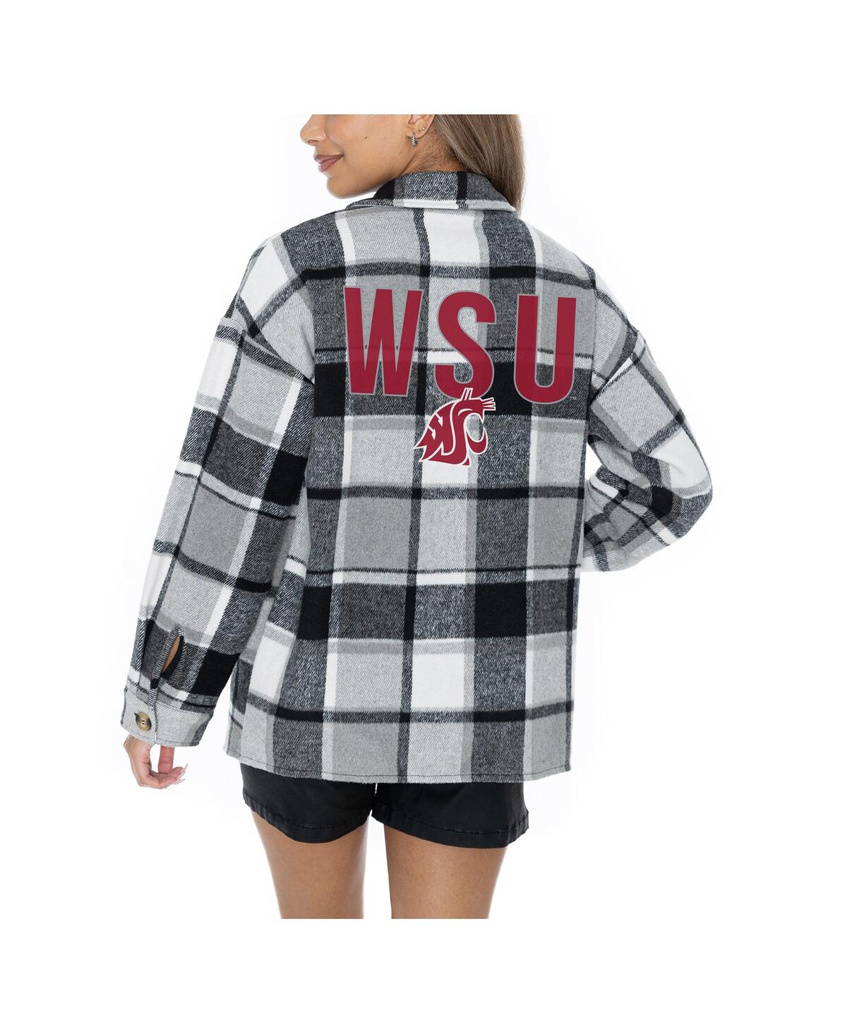 Shop Gameday Couture Women's Grey Washington State Cougars Long Sleeve Brushed Plaid Button-up Overshirt Jacket In Gray