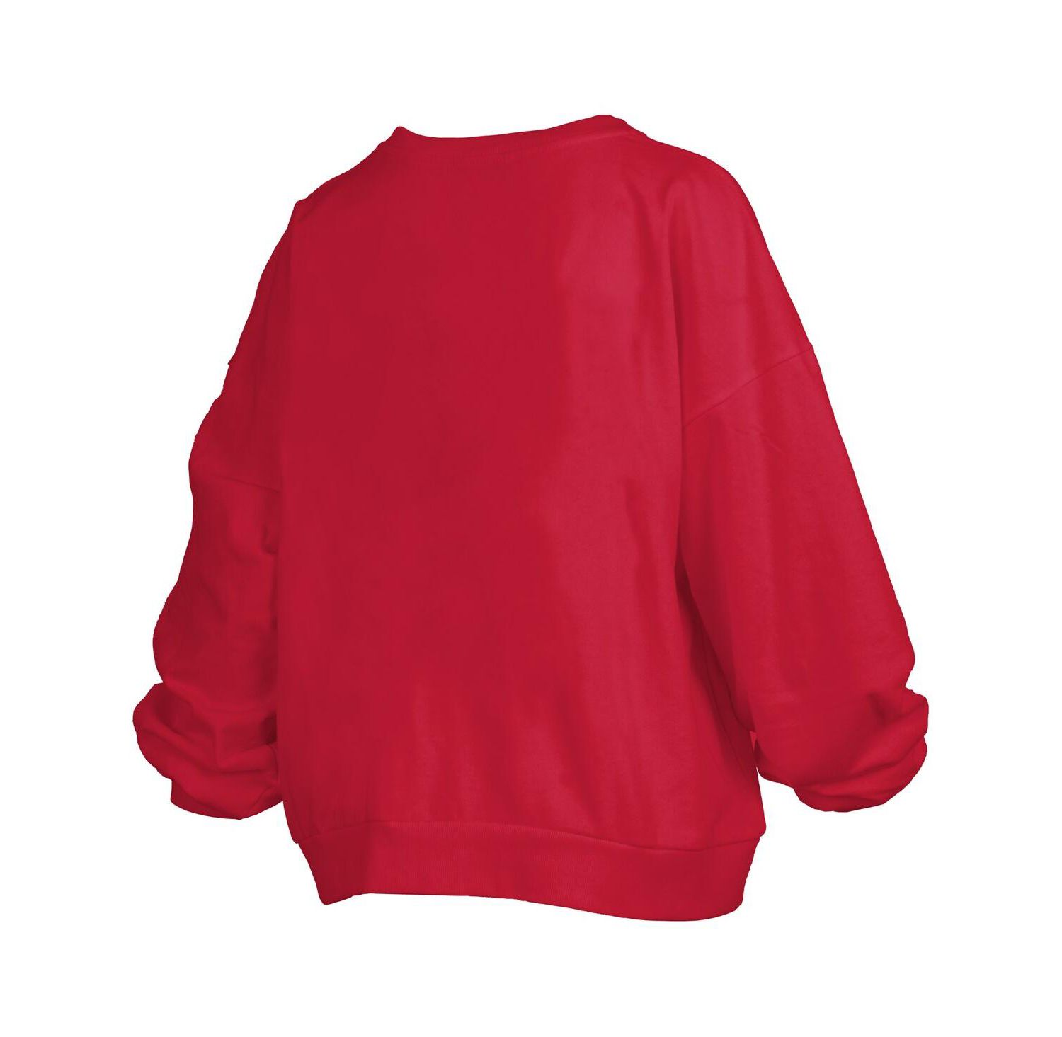 Women's Red Georgia Bulldogs Janise Arch Over Logo Waist Length Oversized Pullover Sweatshirt