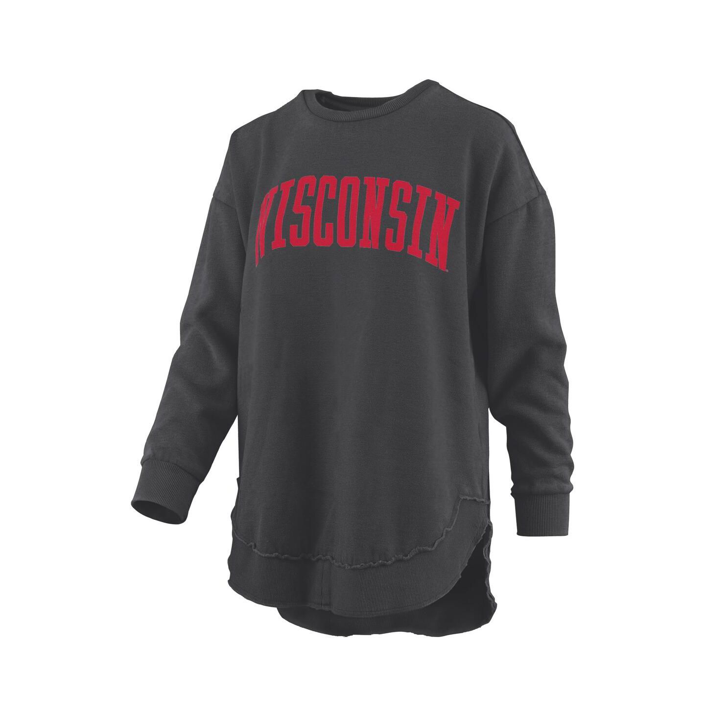 Женская толстовка Pressbox Black Wisconsin Badgers Melange Poncho Vintage Fleece Long Sleeve Pullover — фото 3