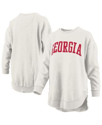 Pressbox - Women's&nbsp;Oatmeal Georgia Bulldogs Melange Poncho Vintage Fleece Long Sleeve Pullover Sweatshirt