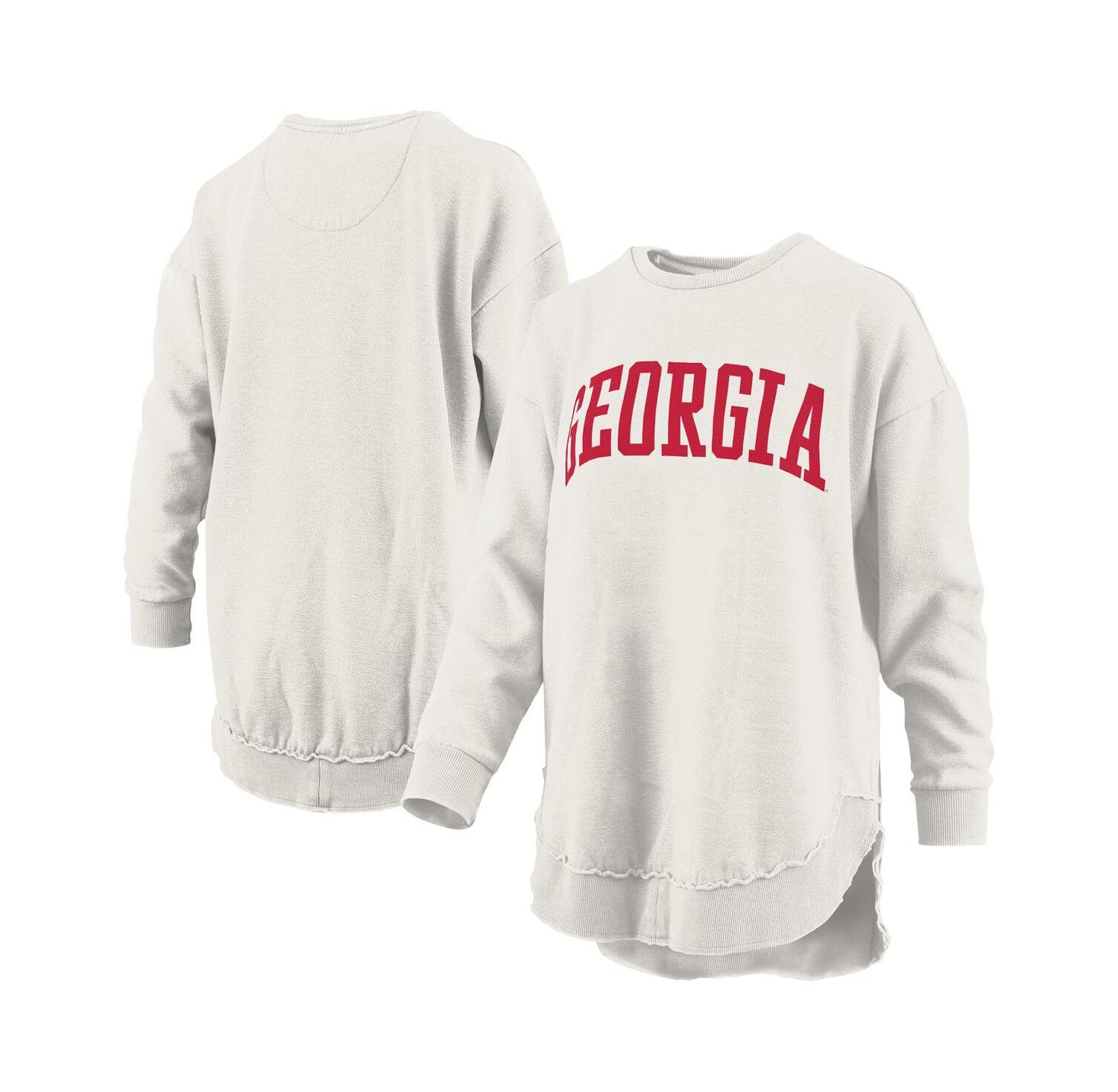 Women's Oatmeal Georgia Bulldogs Melange Poncho Vintage Fleece Long Sleeve Pullover Sweatshirt
