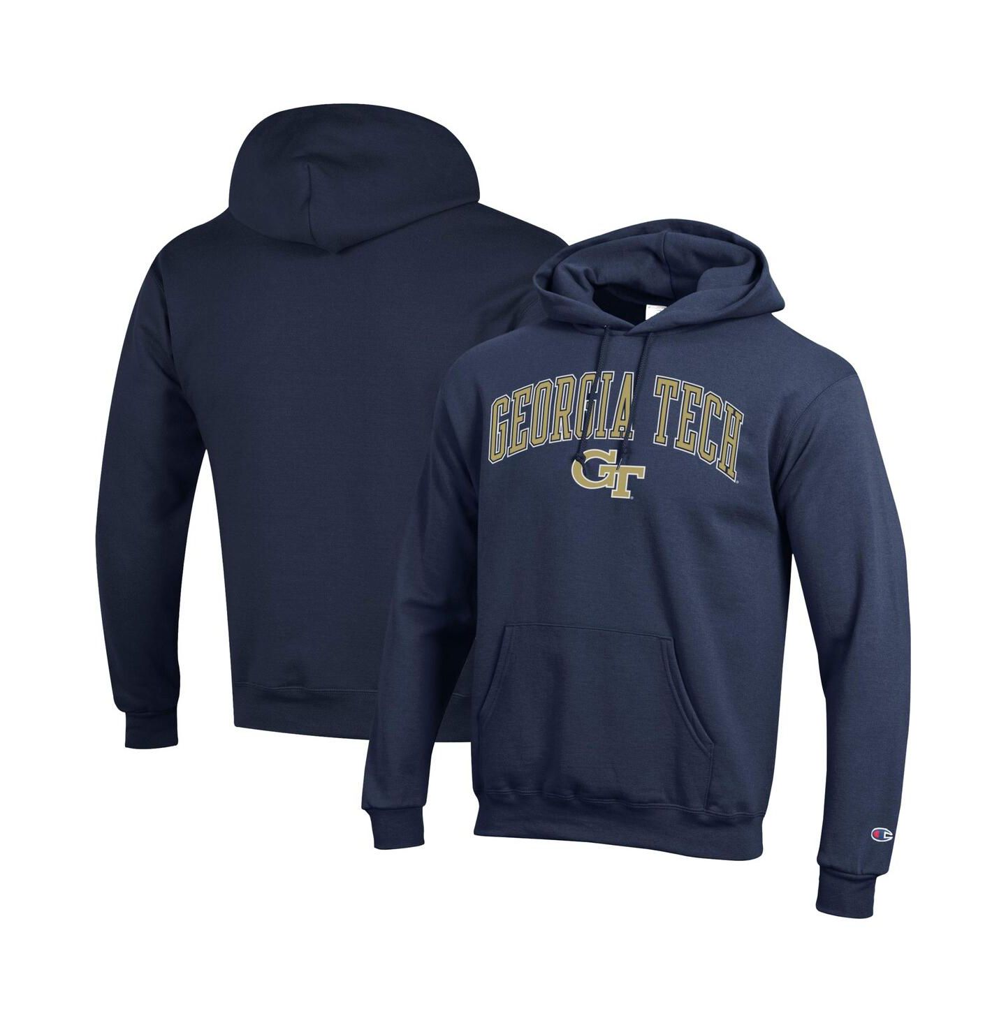Мужские худи Champion Navy Georgia Tech Yellow Jackets Arch Over Logo Pullover — фото 1