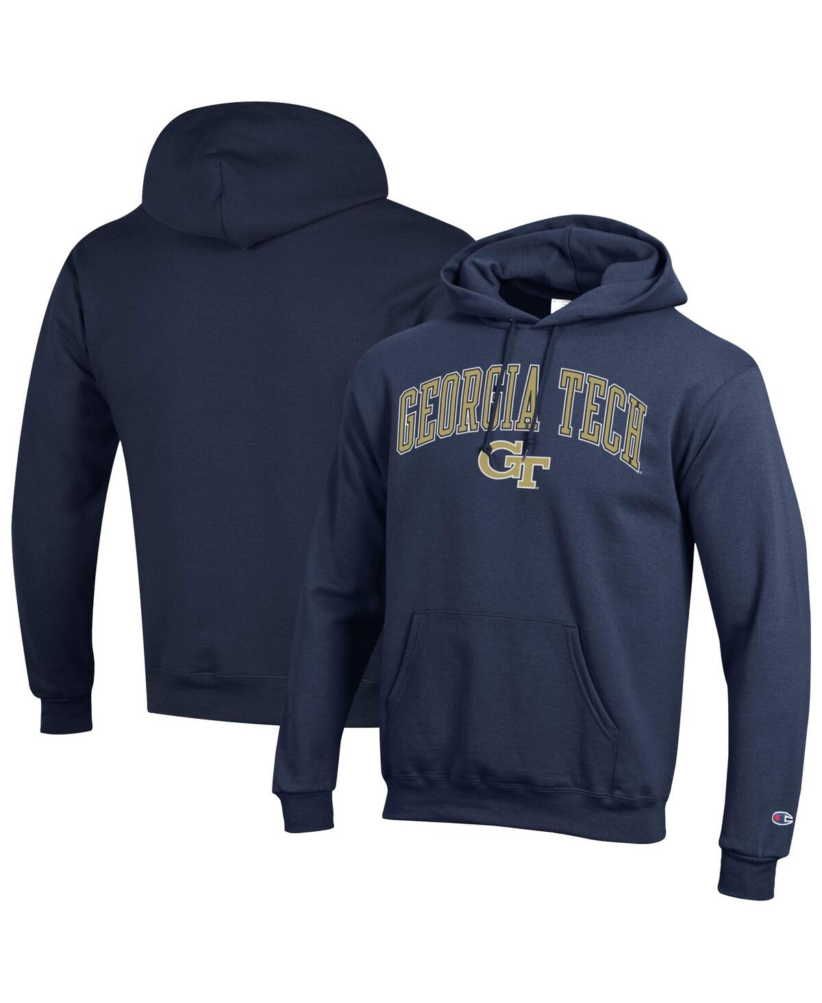 Men's Navy Georgia Tech Yellow Jackets Arch Over Logo Pullover Hoodie - Navy
