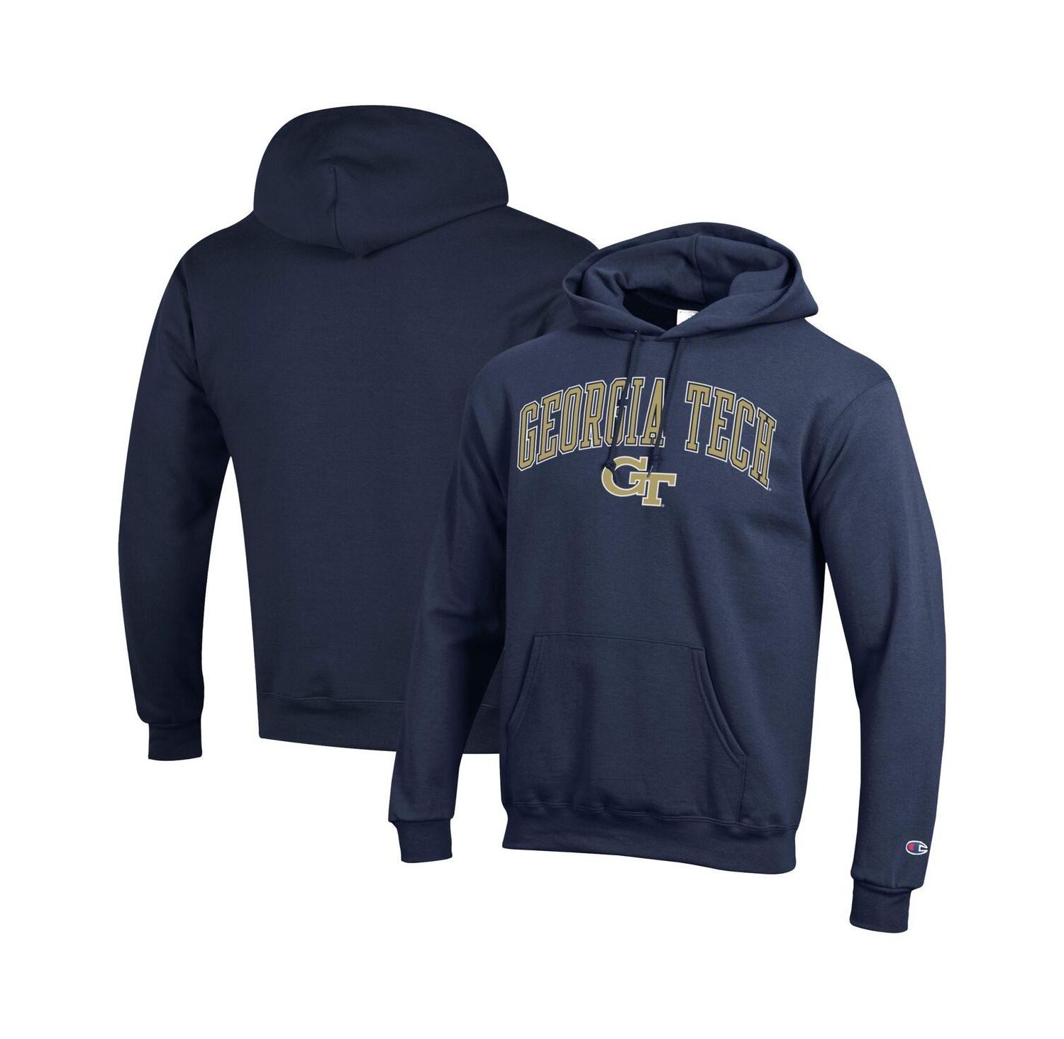 Men's Navy Georgia Tech Yellow Jackets Arch Over Logo Pullover Hoodie