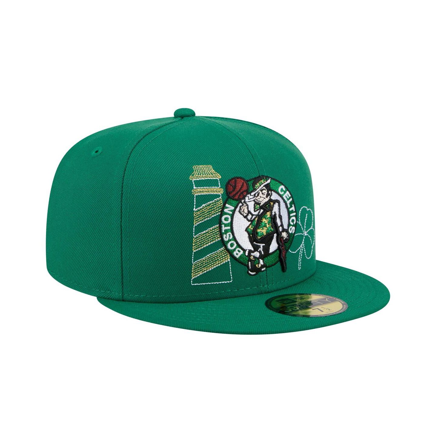 Мужская кепка New Era Kelly Green Boston Celtics State Stitch 59FIFTY Fitted Hat — фото 4