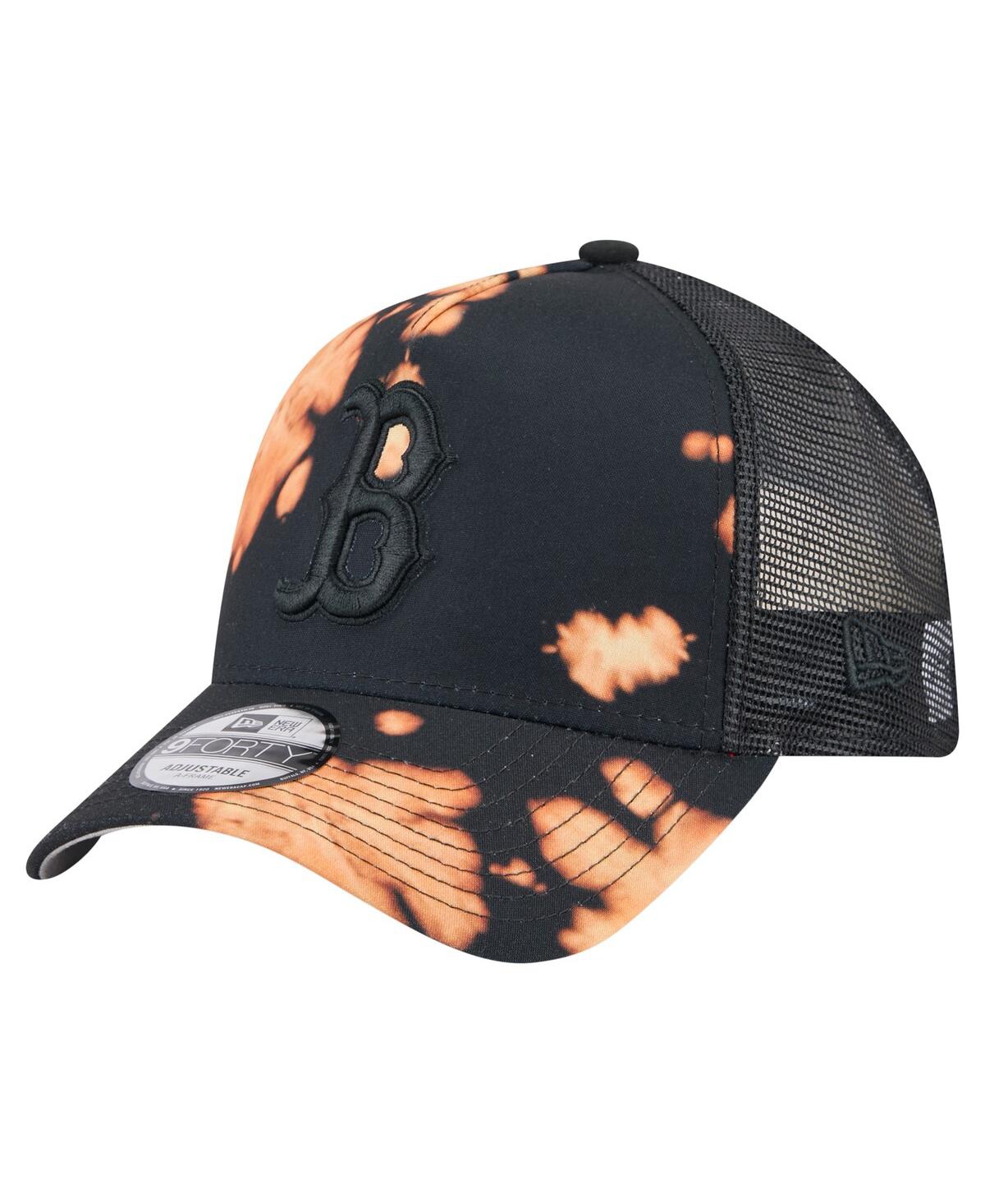NEW ERA MEN'S BLACK BOSTON RED SOX BLEACHED A-FRAME 9FORTY ADJUSTABLE HAT 
