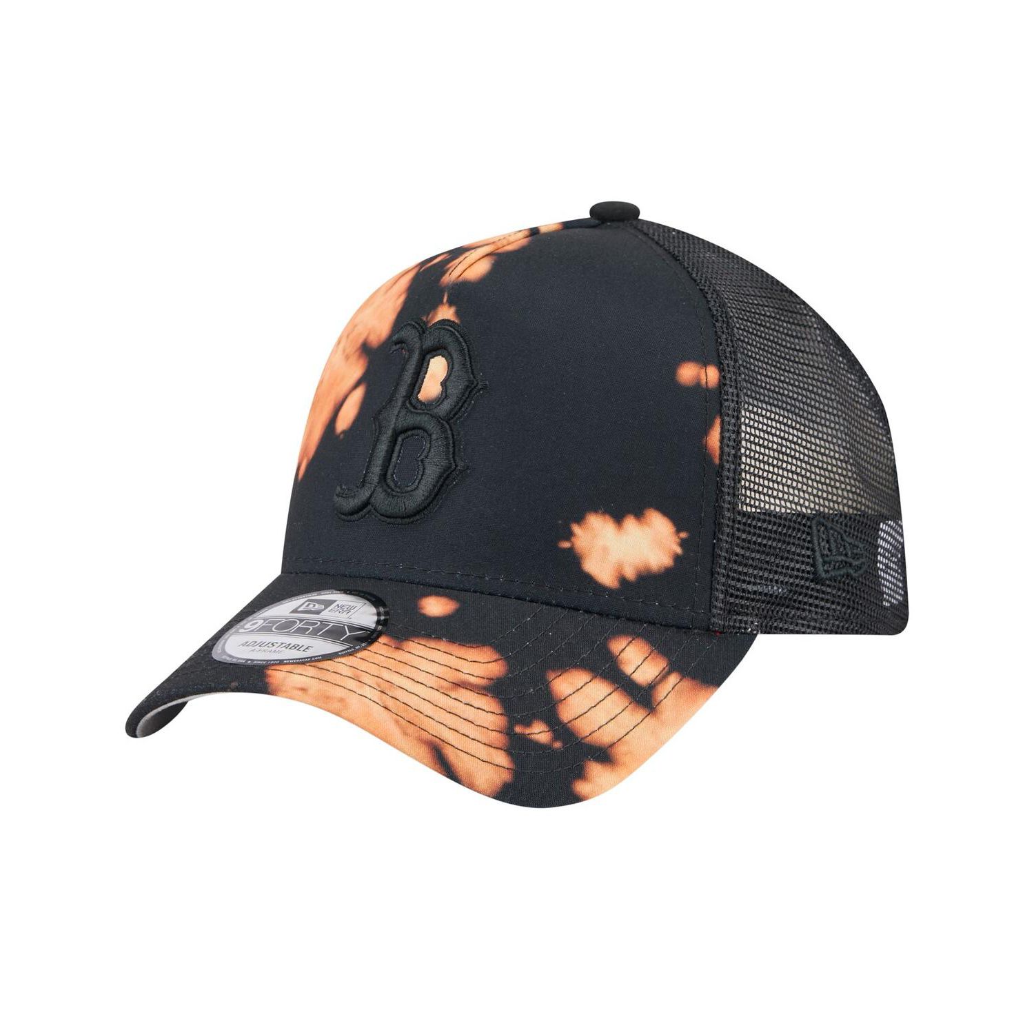 Men's Black Boston Red Sox Bleached A-Frame 9FORTY Adjustable Hat