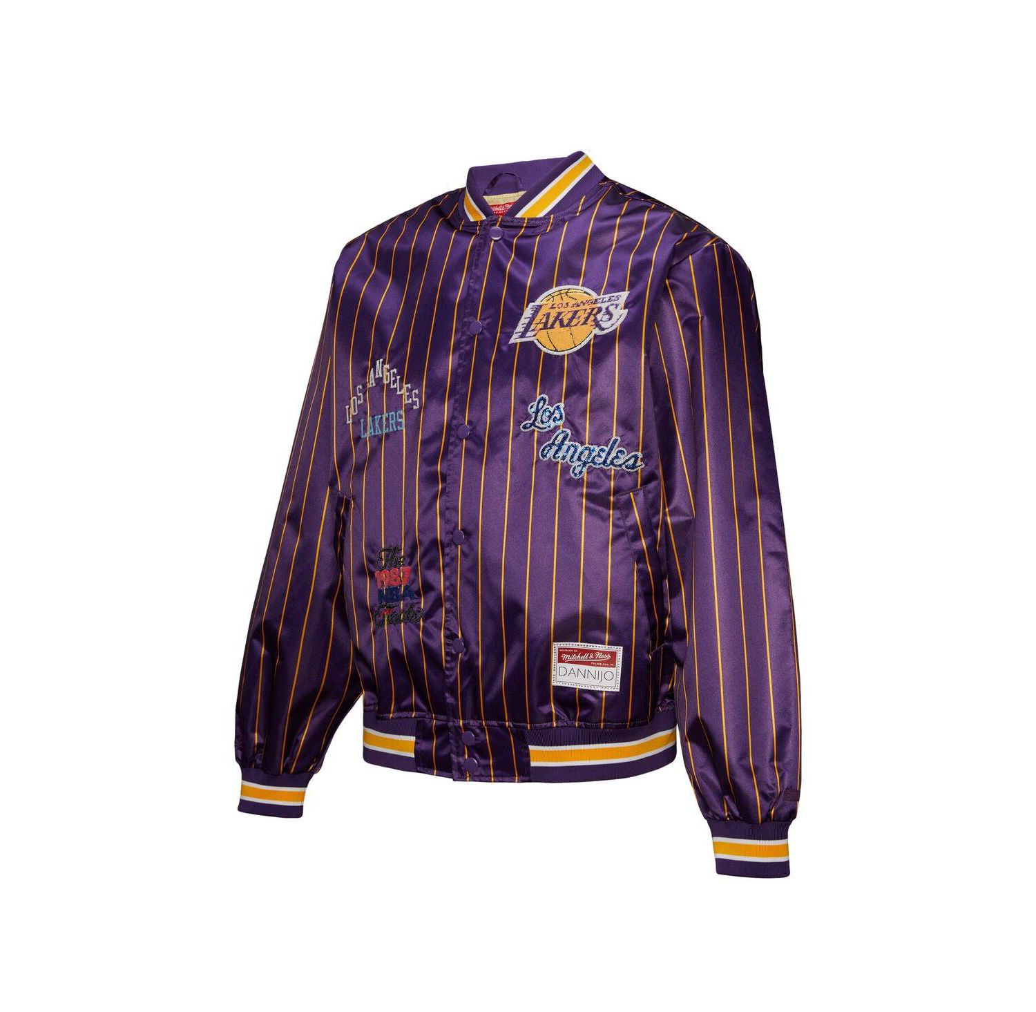 X Dannijo Women's Purple Los Angeles Lakers Satin Full-Snap Jacket