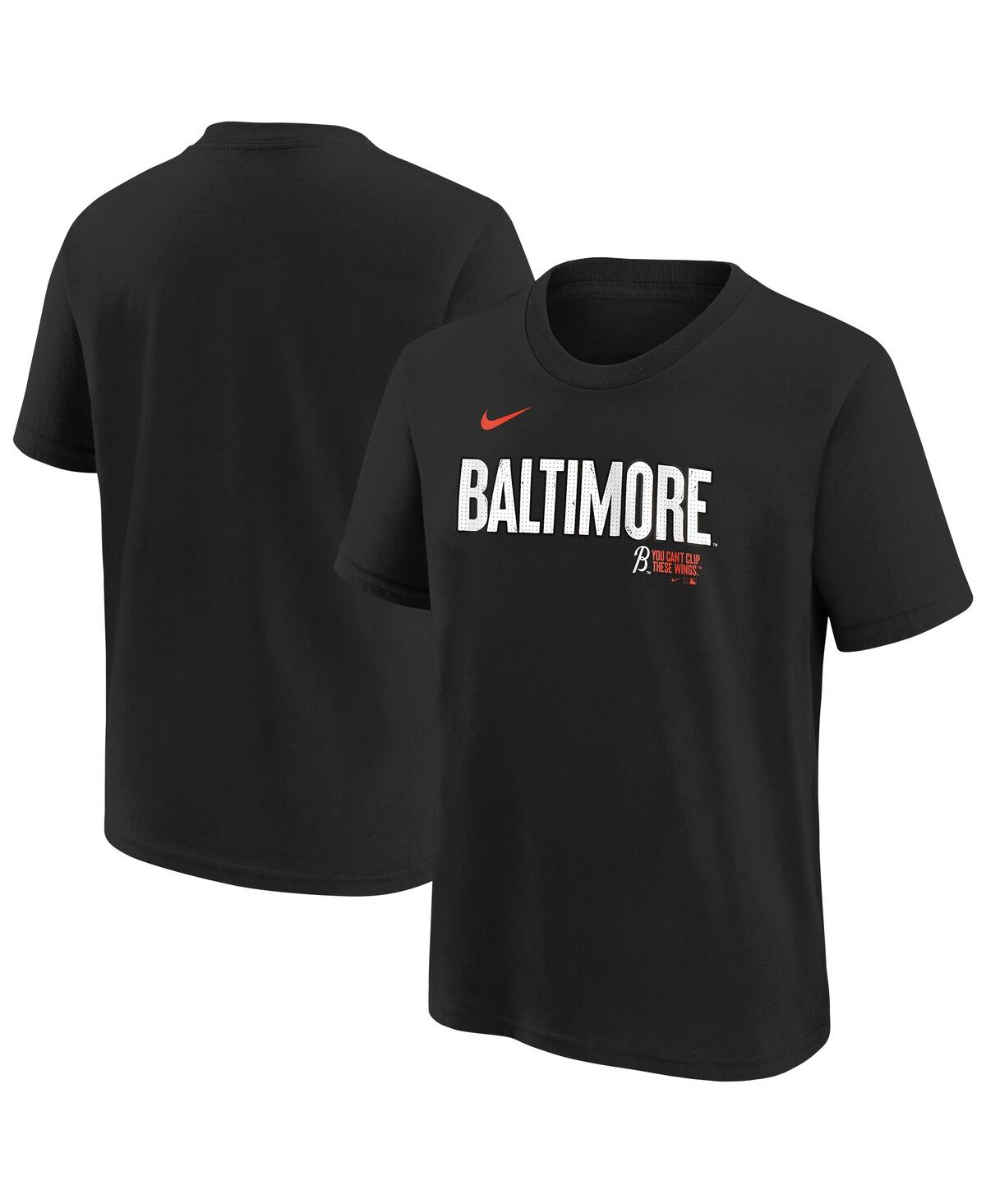 Nike Big Boys And Girls Black Baltimore Orioles City Connect Wordmark T-shirt In Black