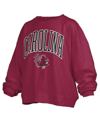 Women's&nbsp;Garnet South Carolina Gamecocks Janise Arch Over Logo Waist Length Oversized Pullover Sweatshirt