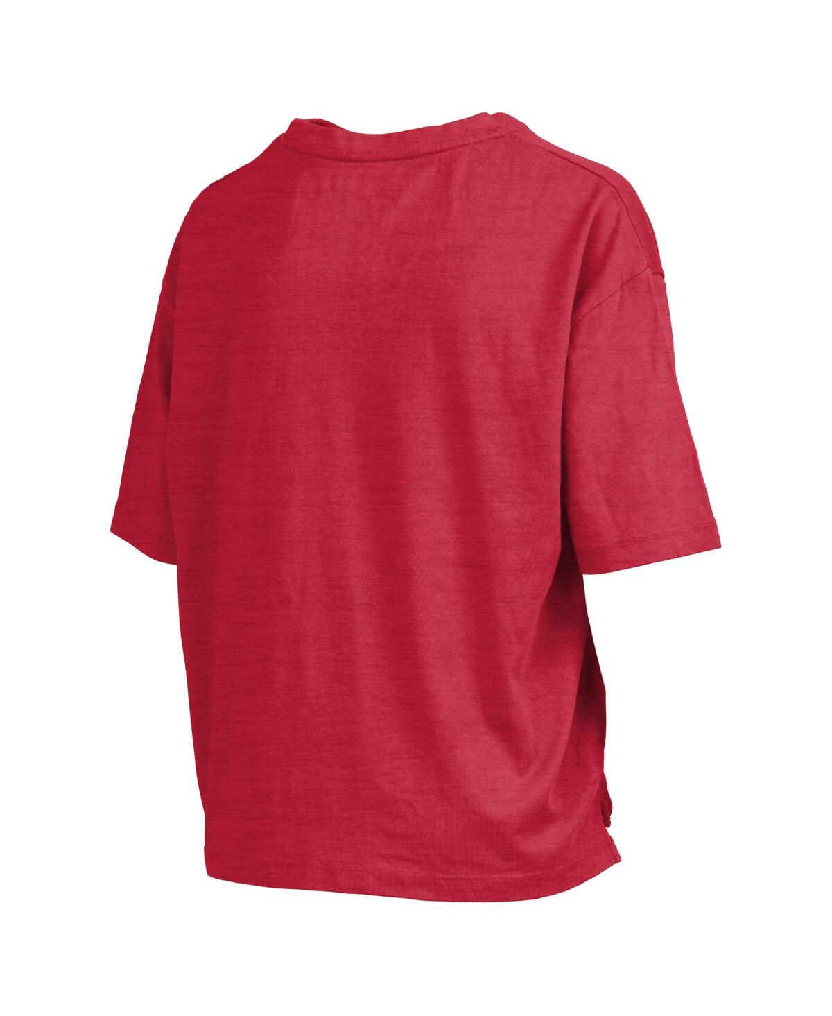 PRESSBOX WOMEN'SÂ SCARLET OHIO STATE BUCKEYES NELSON ARCH OVER LOGO WAIST LENGTH OVERSIZED SLUB T-SHIRT 