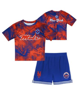 Outerstuff - Toddler Orange/Royal New York Mets Pinch Hitter Infielder T-Shirt and Shorts Set
