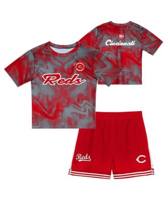 Outerstuff - Toddler Gray/Red Cincinnati Reds Pinch Hitter Infielder T-Shirt Shorts Set