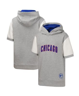 Outerstuff - Youth Heather Gray Chicago Cubs Line Up Short Sleeve Pullover Hoodie