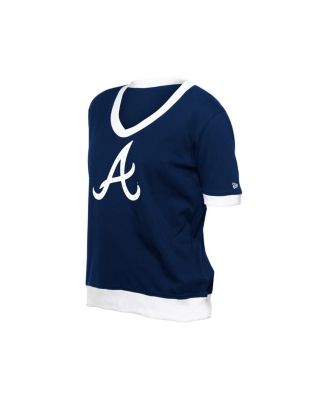 Women's&nbsp;Navy Atlanta Braves Game Day Rhinestone V-Neck T-Shirt