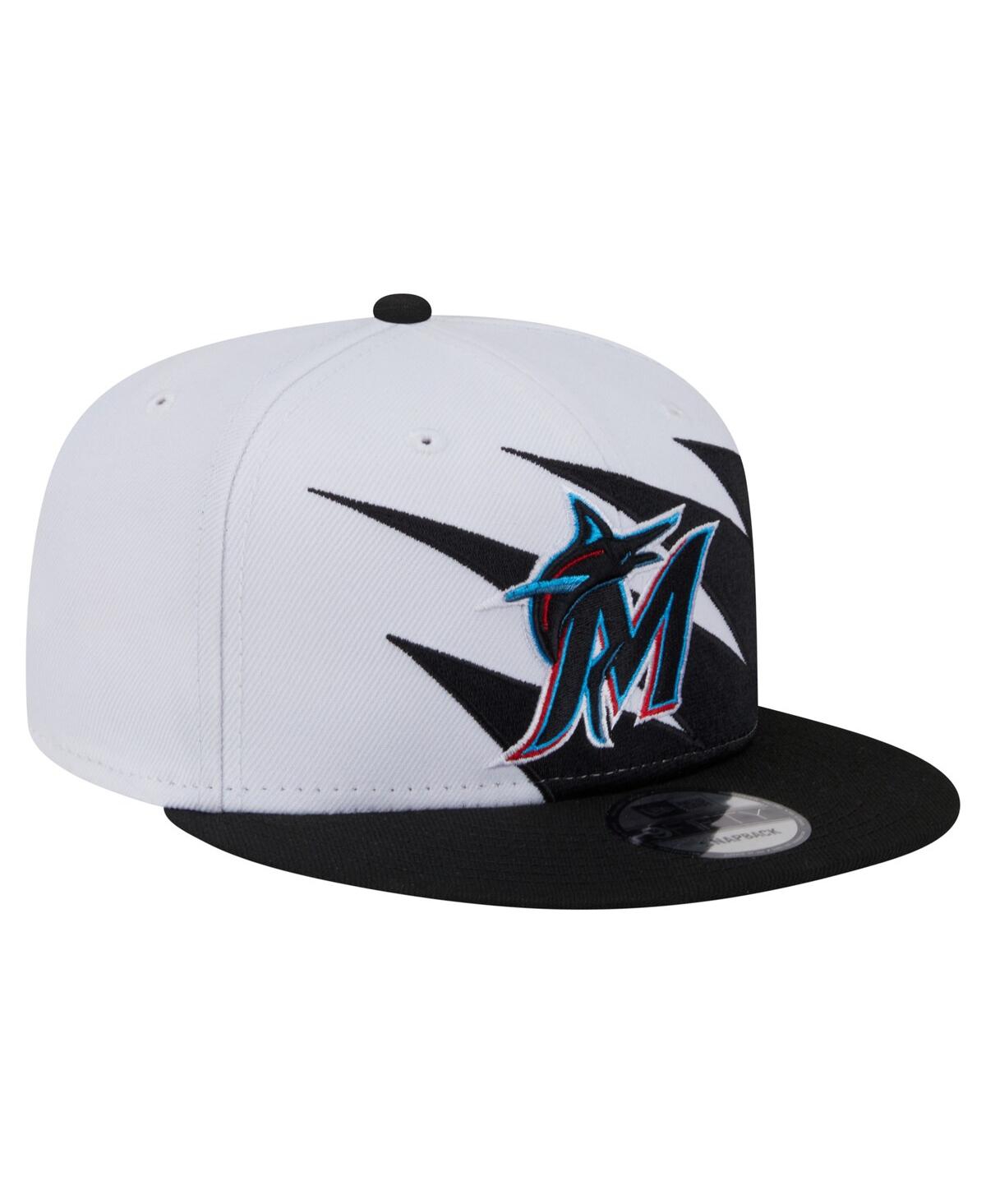 NEW ERA MEN'S BLACK/WHITE MIAMI MARLINS JAGGED 9FIFTY SNAPBACK HAT 