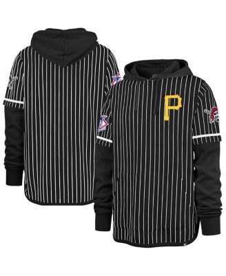 '47 Brand - Men's  Black Pittsburgh Pirates Pinstripe Double Header Pullover Hoodie