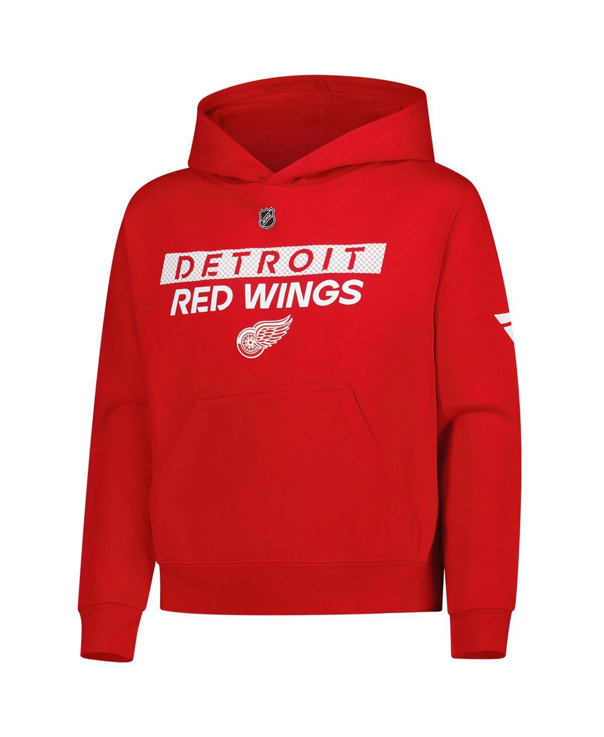 Outerstuff Big Boys And Girls Red Detroit Red Wings Authentic Pro Wordmark Fleece Pullover Hoodie In Red
