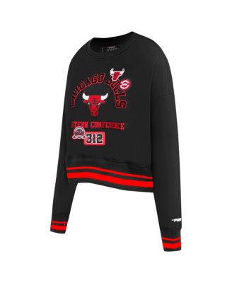 Women's Black Chicago Bulls Area Code Cropped Pullover Sweatshirt