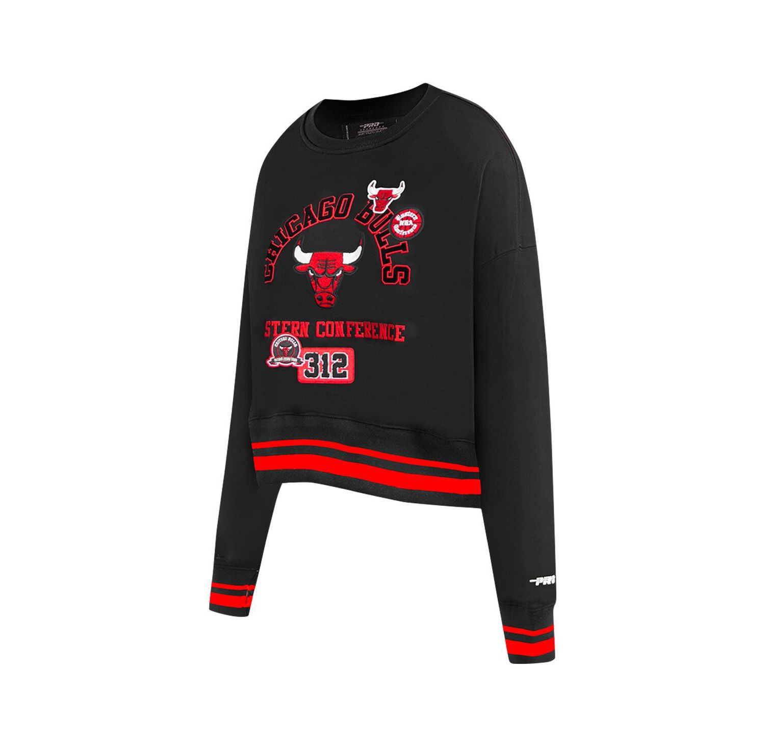 Women's Black Chicago Bulls Area Code Cropped Pullover Sweatshirt