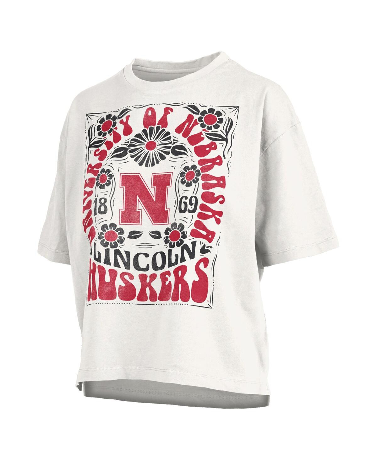PRESSBOX WOMEN'SÂ WHITE NEBRASKA HUSKERS HARMONY OVERSIZED T-SHIRT 