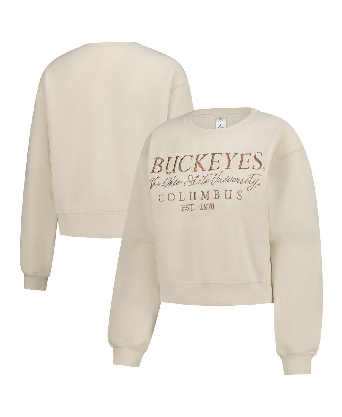 Women's Sand Ohio State Buckeyes Cropped Crewneck Sweatshirt - Sand