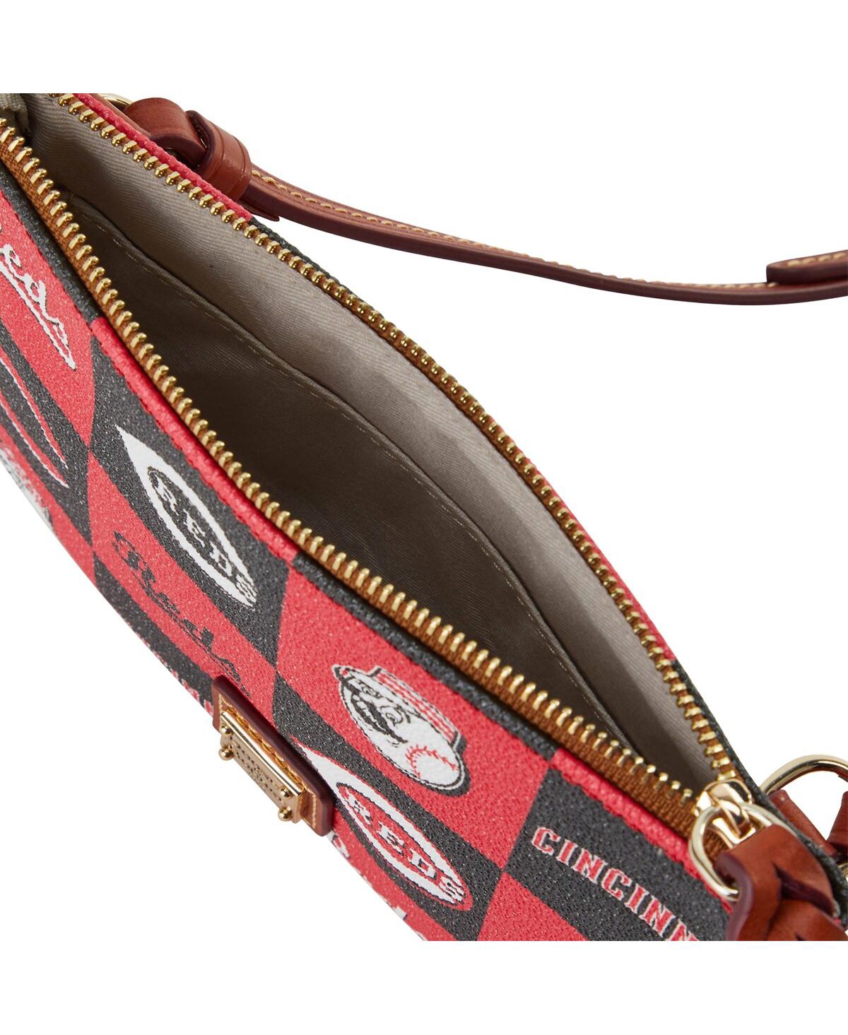 Dooney & Bourke Cincinnati Reds Top Zip Crossbody Purse In Brown