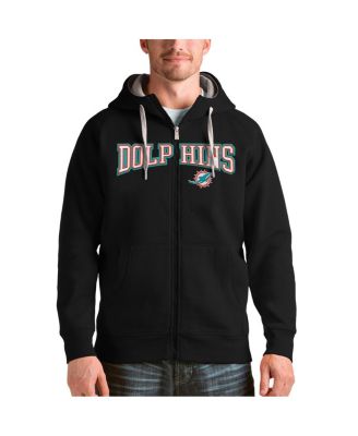 Antigua - Men's Black Miami Dolphins Wordmark Victory Full-Zip Hoodie