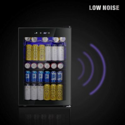 Glass Door 4.4 cu.ft. 145-Can Digital Display Adjustable Shelves Freestanding Beverage Refrigerator Cooler