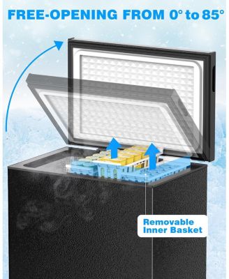 7.0 Cu.Ft Chest Freezer with Removable Basket and Bottom Defrost Water Drain Freestanding Top Open Door, 7 adjustable thermostatsensure .An ideal deep freezer for home and apartment use.