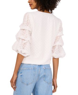 Женский жаккардовый топ с пышными рукавами от Vince Camuto