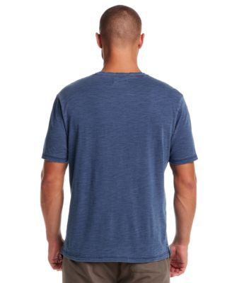 Винтажная мужская футболка цвета индиго с круглым вырезом и коротким рукавом, защищающая от непогоды