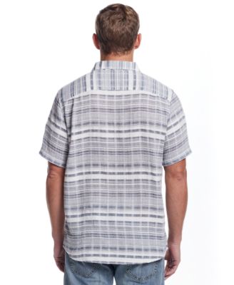 Винтажная мужская рубашка с коротким рукавом Dobby Stripe на пуговицах спереди, защищающая от непогоды