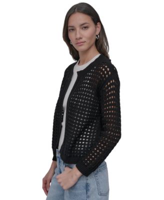 Petite Open-Stitch Cardigan Sweater